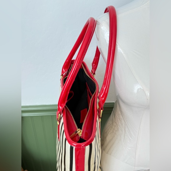 St. John PVC Tote in Black/Red/Ivory or light yellow hard to tell VGUC - Picture 7 of 17